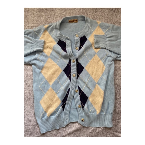 Vintage argyle round neck cardigan - Picture 1 of 3